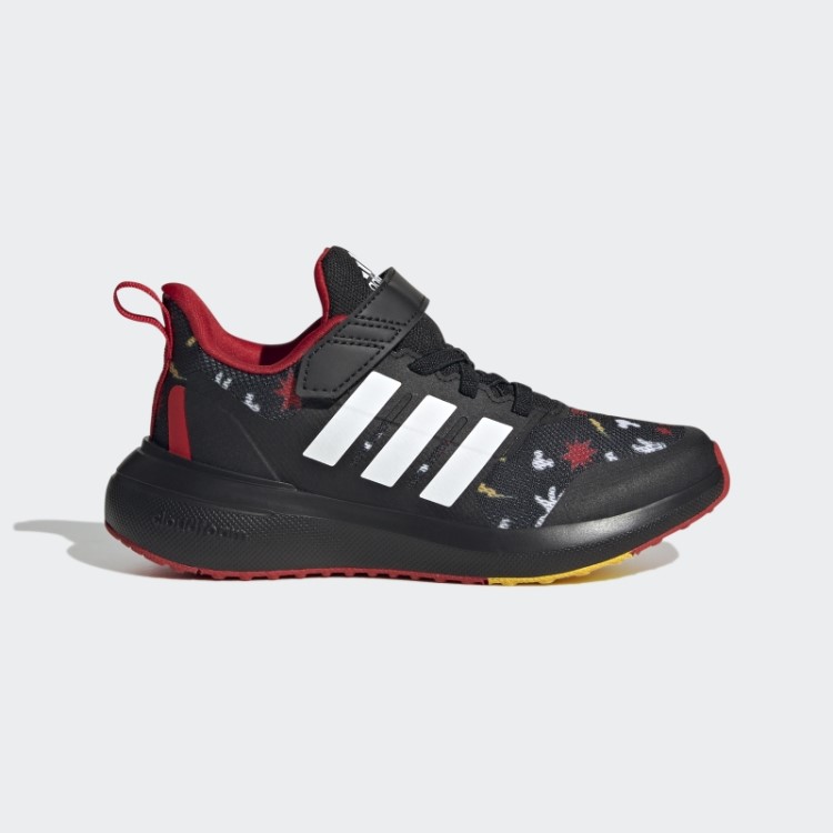 Adidas X Disney Preto Fortarun 2.0 Mickey Cloudfoam Sapato Elástico De Renda Com Tira Superior