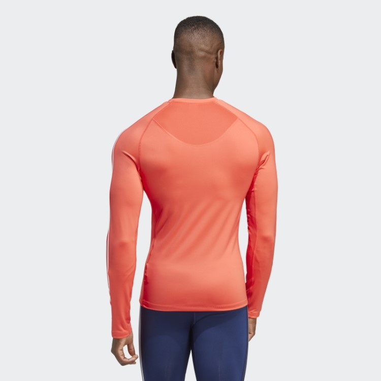 Top Vermelho Techfit 3 Listras Manga Longa Para Treino Adidas