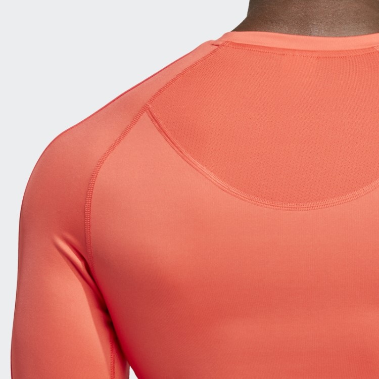Top Vermelho Techfit 3 Listras Manga Longa Para Treino Adidas