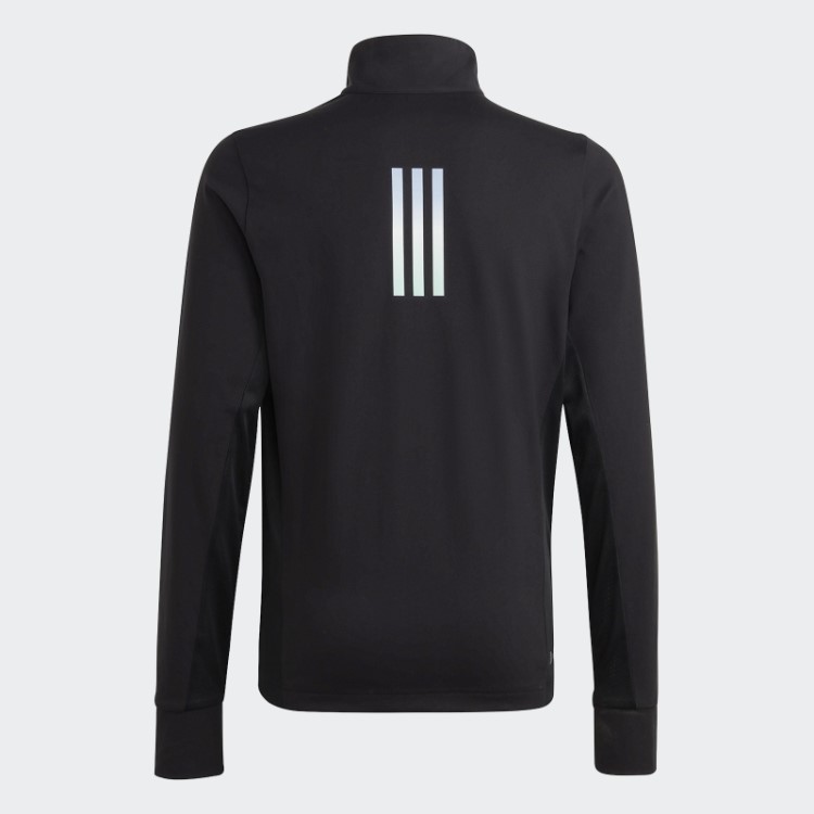 Camiseta Preta Aeroready Manga Longa Com Meio Zíper Adidas