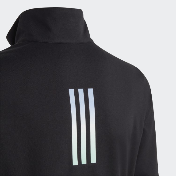 Camiseta Preta Aeroready Manga Longa Com Meio Zíper Adidas
