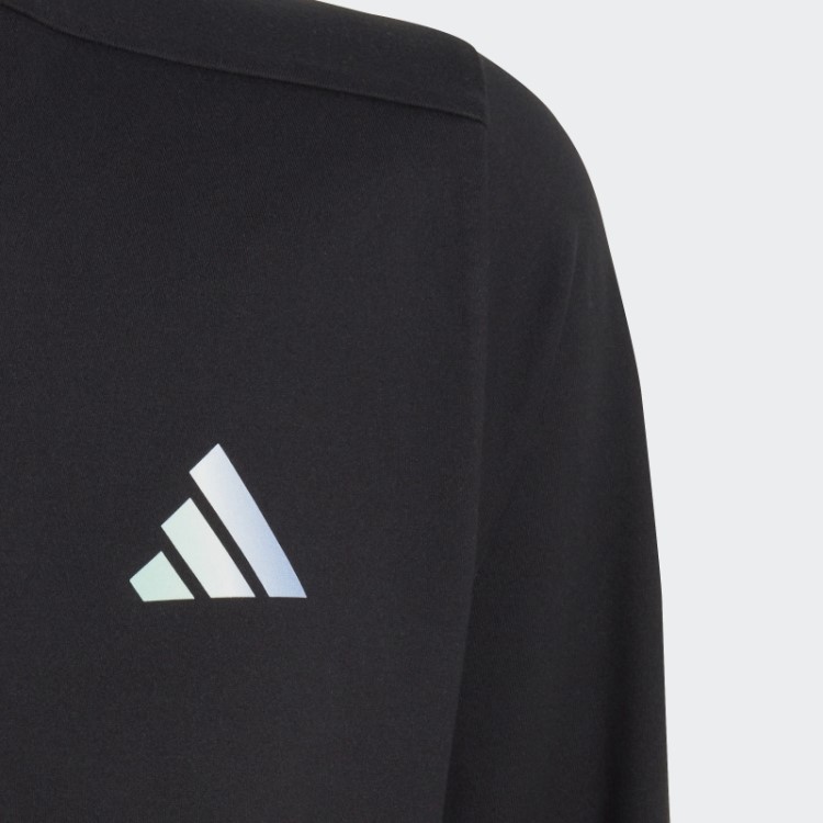Camiseta Preta Aeroready Manga Longa Com Meio Zíper Adidas