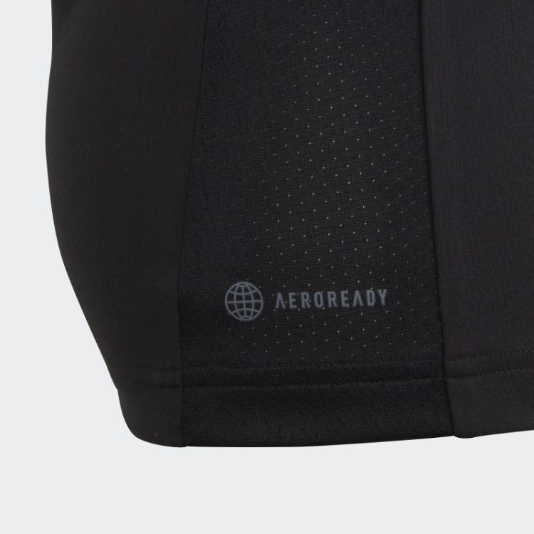 Camiseta Preta Aeroready Manga Longa Com Meio Zíper Adidas