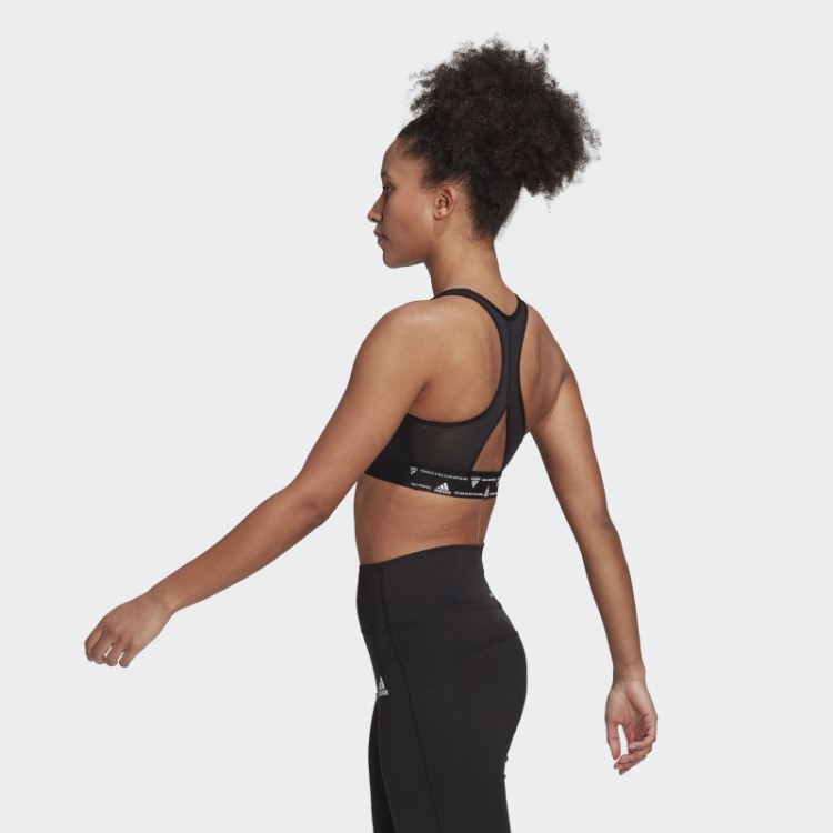 Elegante Sutiã De Treinamento De Suporte Médio Preto Adidas Powerreact