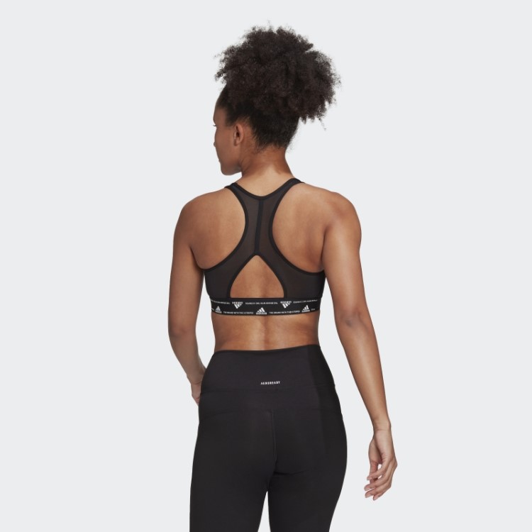Elegante Sutiã De Treinamento De Suporte Médio Preto Adidas Powerreact