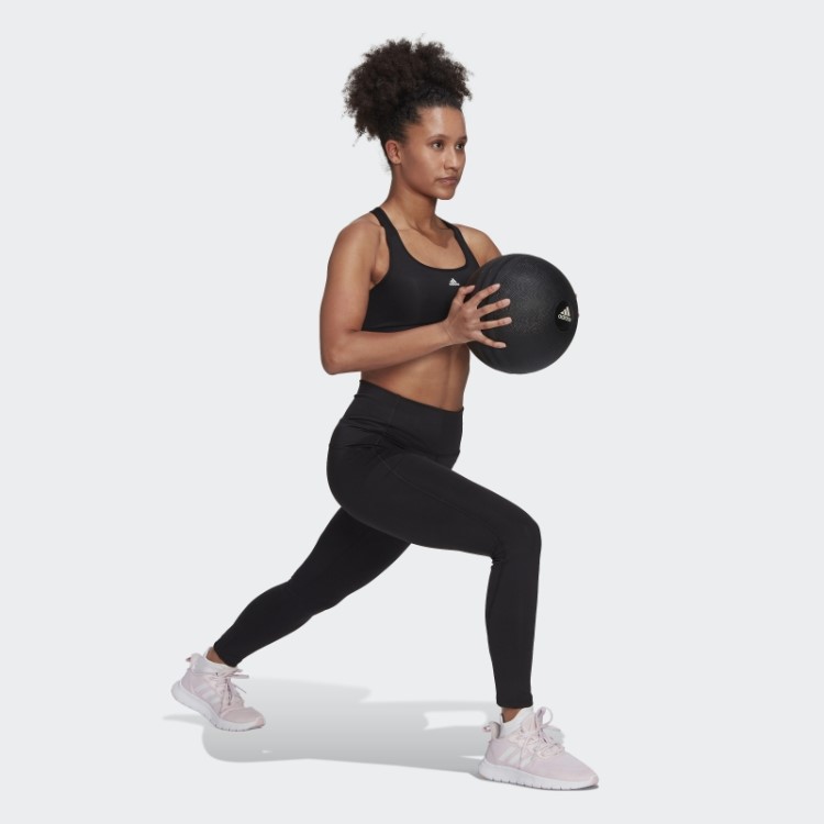 Elegante Sutiã De Treinamento De Suporte Médio Preto Adidas Powerreact