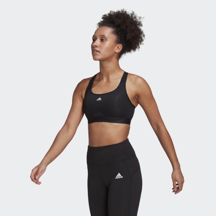Sutiã Preto Adidas Powerreact Training De Sustentação Média