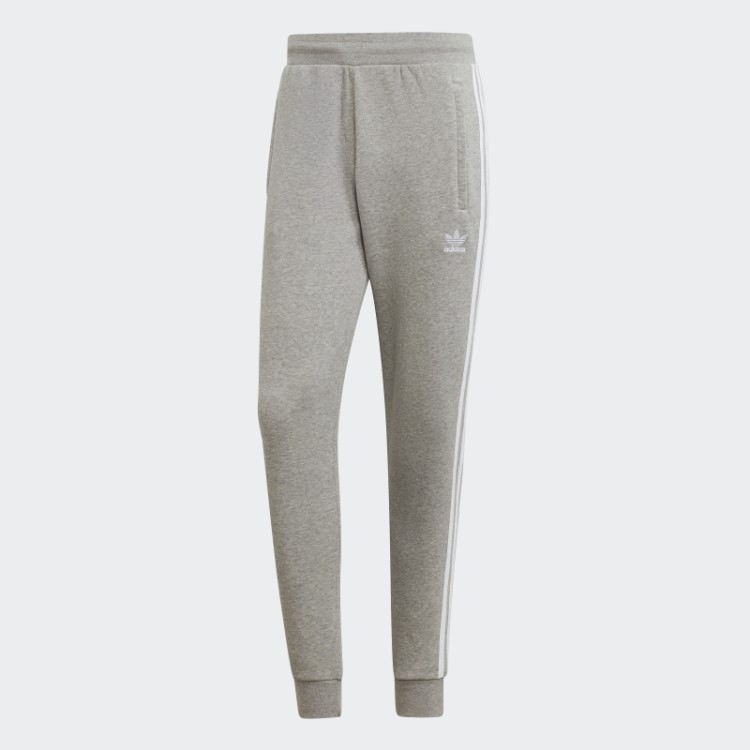 Calça Cinza Média Com As Três Listras Adidas