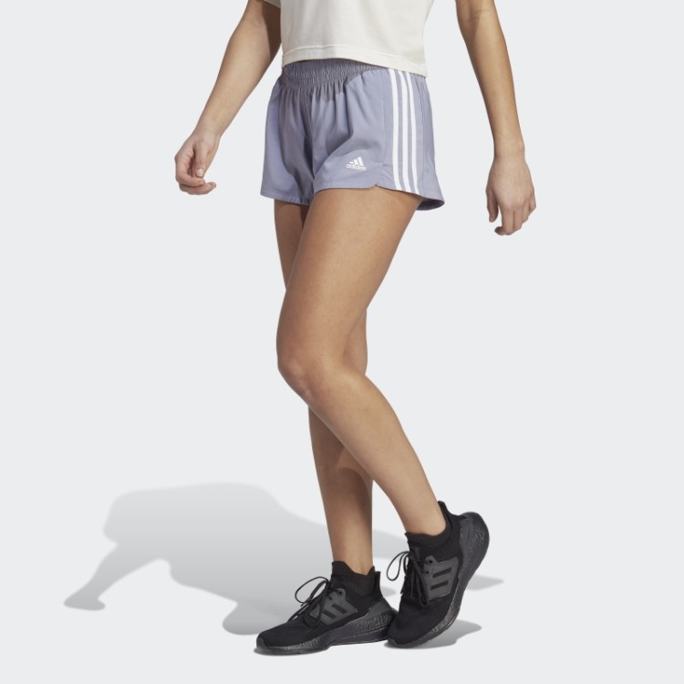 Short Adidas Pacer Com As Três Listras Violeta Prateado