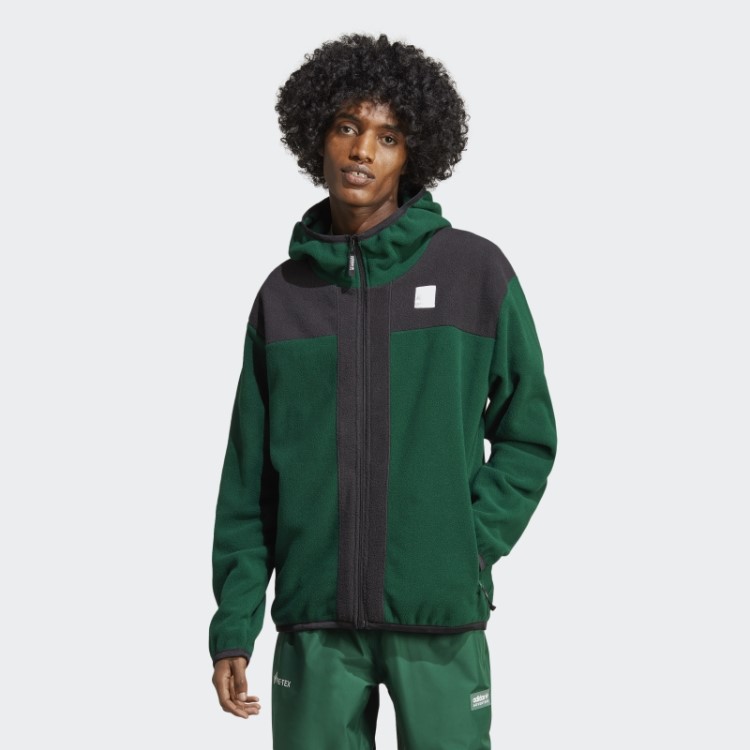 Hoodie De Lã Polar Com Zíper Adidas Verde Escuro Adventure Fc