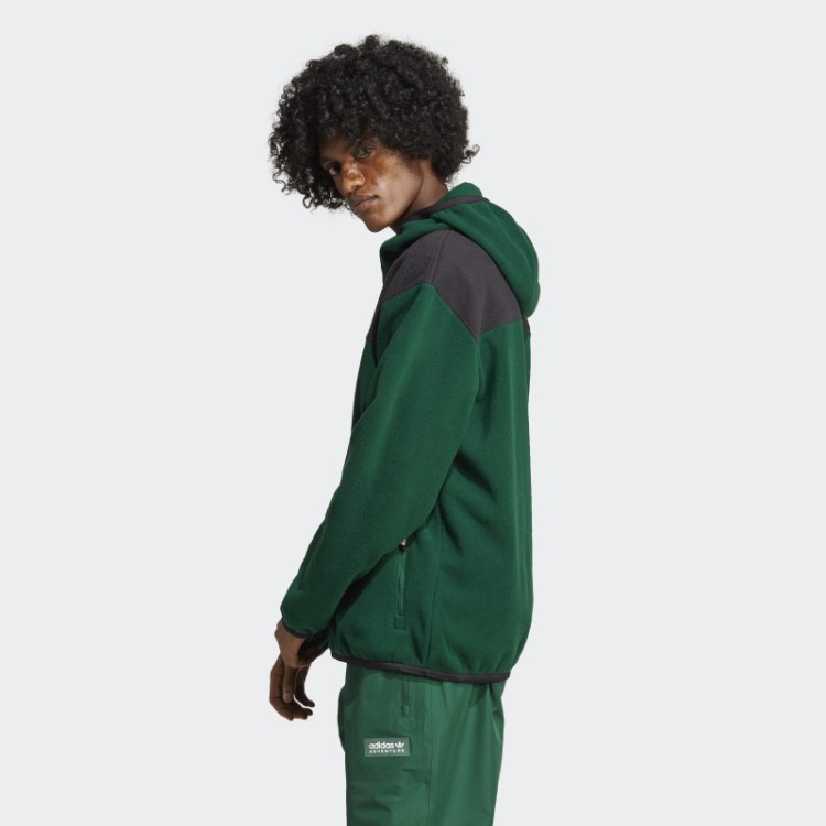 Hoodie De Lã Polar Com Zíper Adidas Verde Escuro Adventure Fc