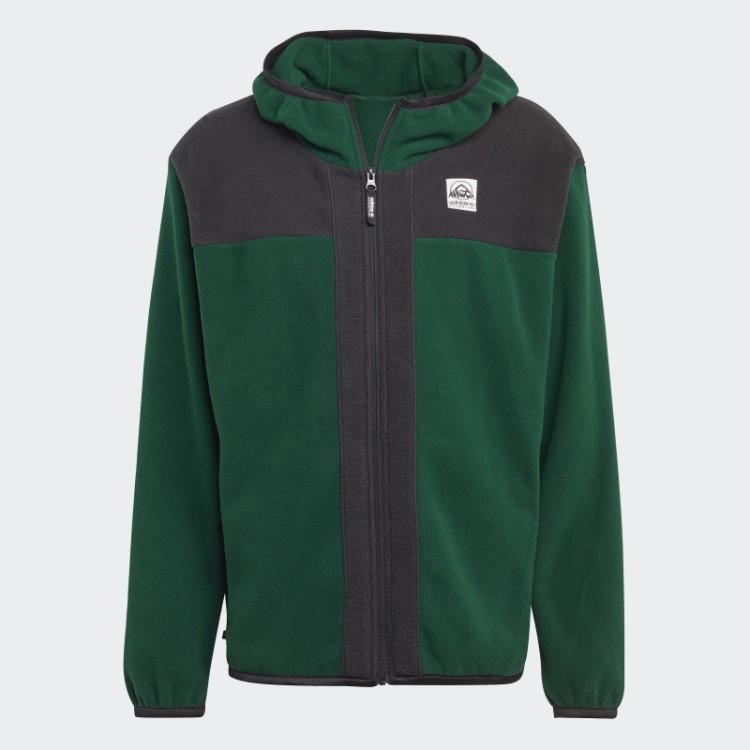 Hoodie De Lã Polar Com Zíper Adidas Verde Escuro Adventure Fc
