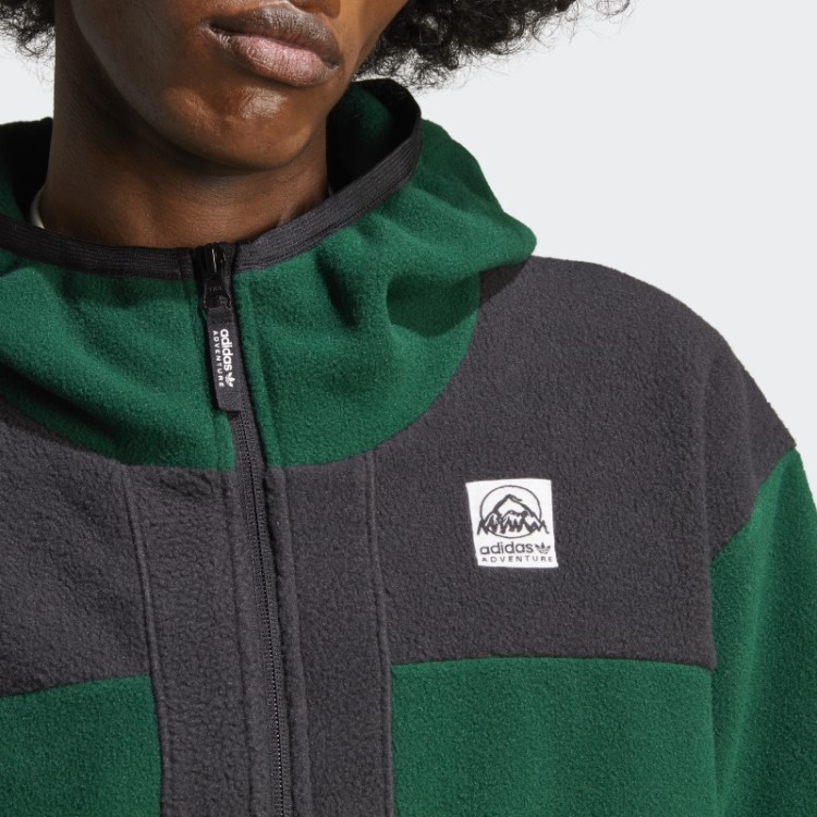 Hoodie De Lã Polar Com Zíper Adidas Verde Escuro Adventure Fc