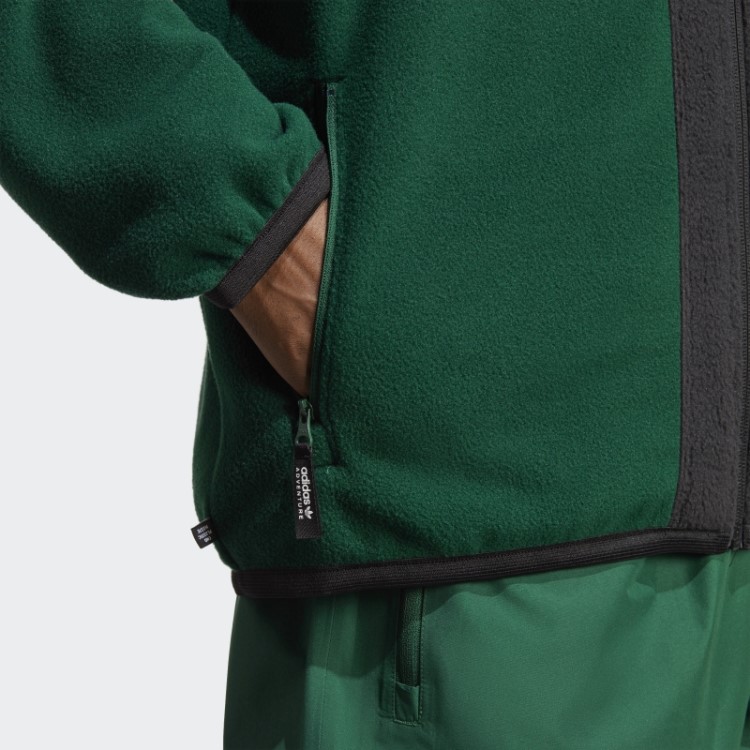 Hoodie De Lã Polar Com Zíper Adidas Verde Escuro Adventure Fc