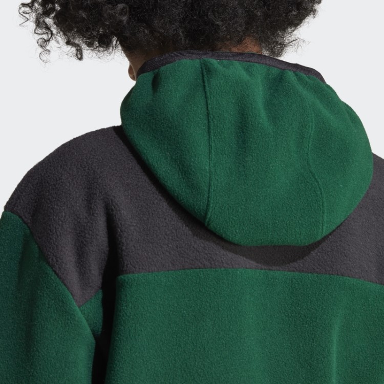 Hoodie De Lã Polar Com Zíper Adidas Verde Escuro Adventure Fc