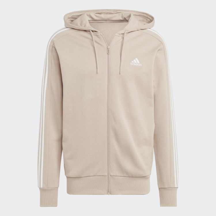 Jaqueta Adidas Taupe Essentials French Terry Com As Três Listras E Zíper