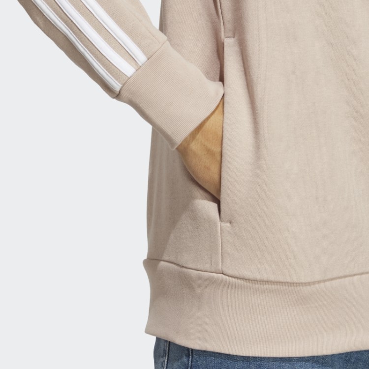 Jaqueta Adidas Taupe Essentials French Terry Com As Três Listras E Zíper