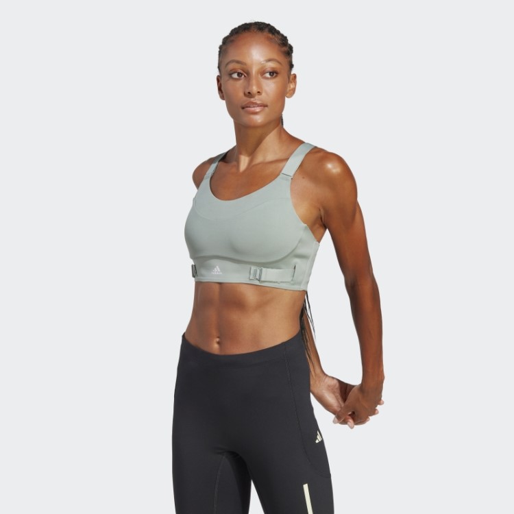 Sutiã De Alta Sustentação Verde Prateado Fastimpact Luxe Run Da Adidas
