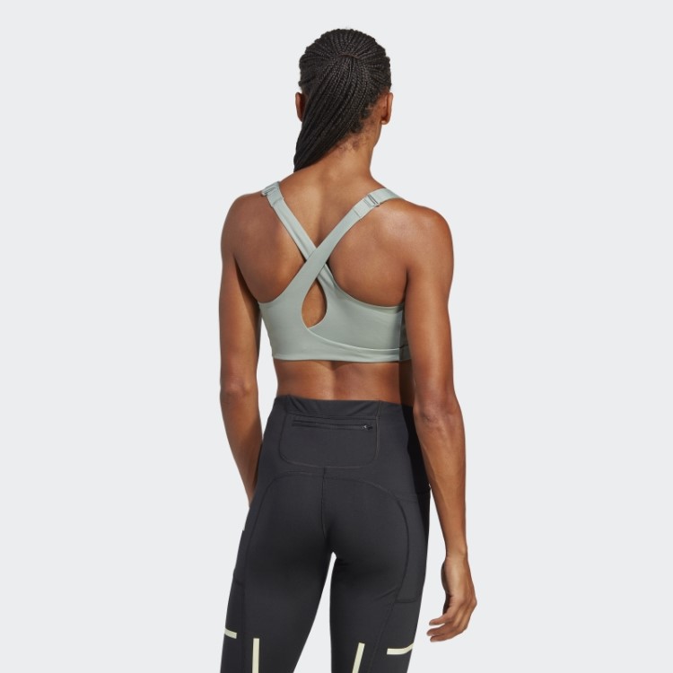 Sutiã De Alta Sustentação Verde Prateado Fastimpact Luxe Run Da Adidas