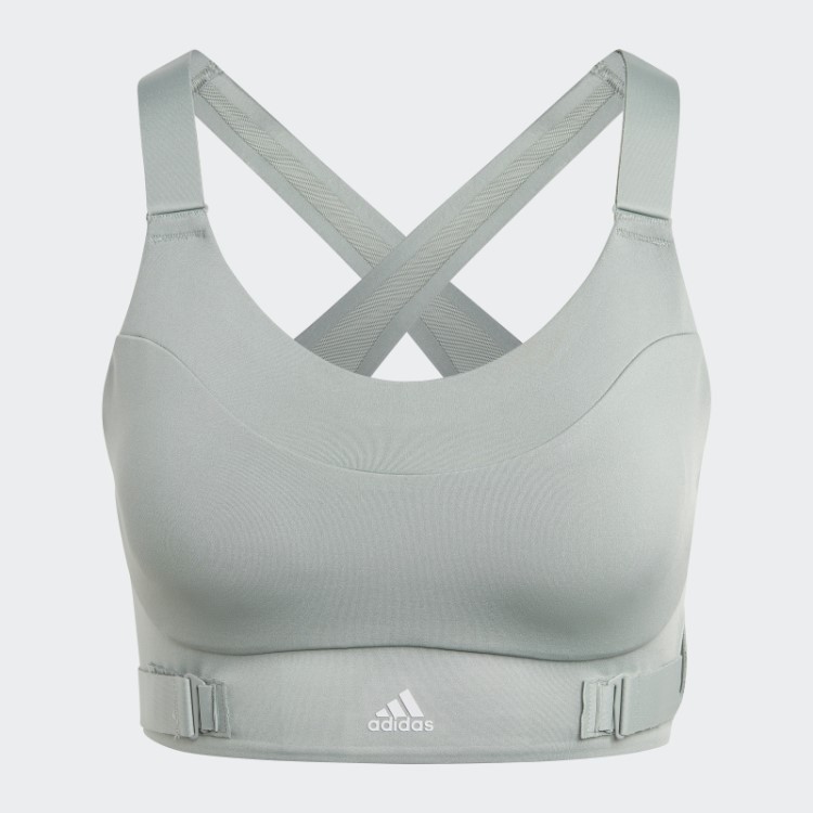 Sutiã De Alta Sustentação Verde Prateado Fastimpact Luxe Run Da Adidas