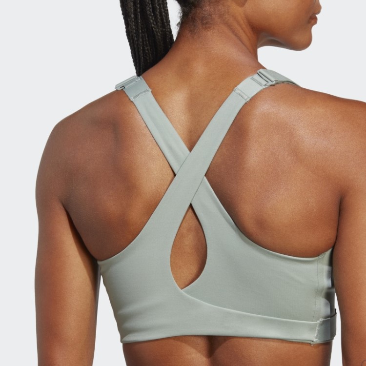 Sutiã De Alta Sustentação Verde Prateado Fastimpact Luxe Run Da Adidas