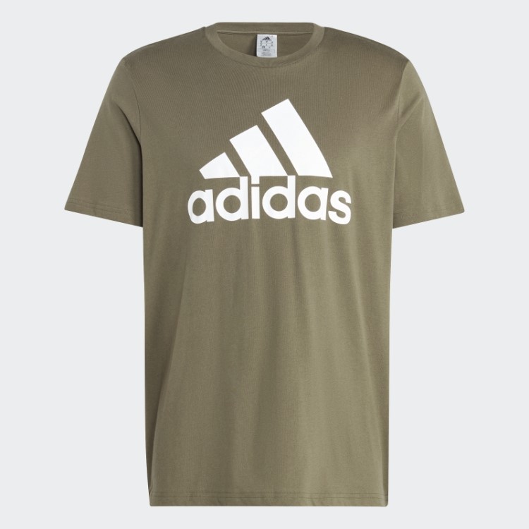 Camiseta Adidas Olive Essentials Single Jersey Com Logo Grande