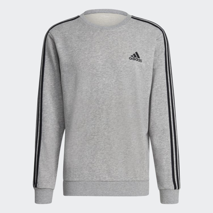 Moletom Com As Três Listras French Terry Cinza Médio Essencial Adidas