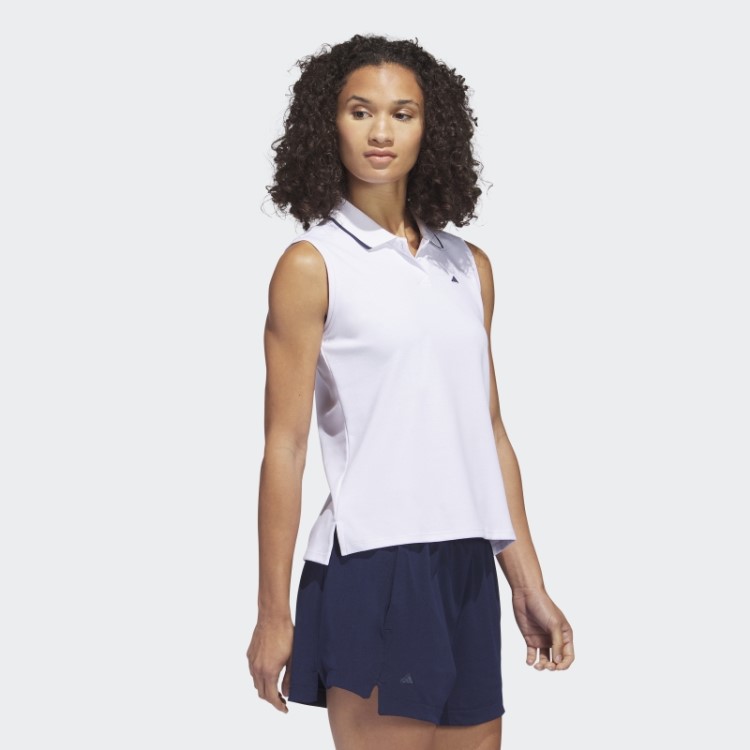 Camisa Polo Branca Adidas Go-to Piqué Sem Mangas