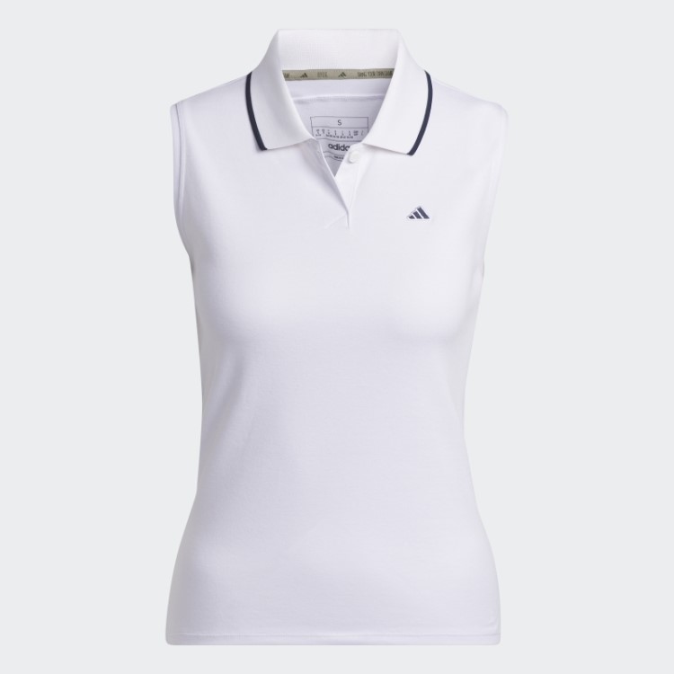 Camisa Polo Branca Adidas Go-to Piqué Sem Mangas