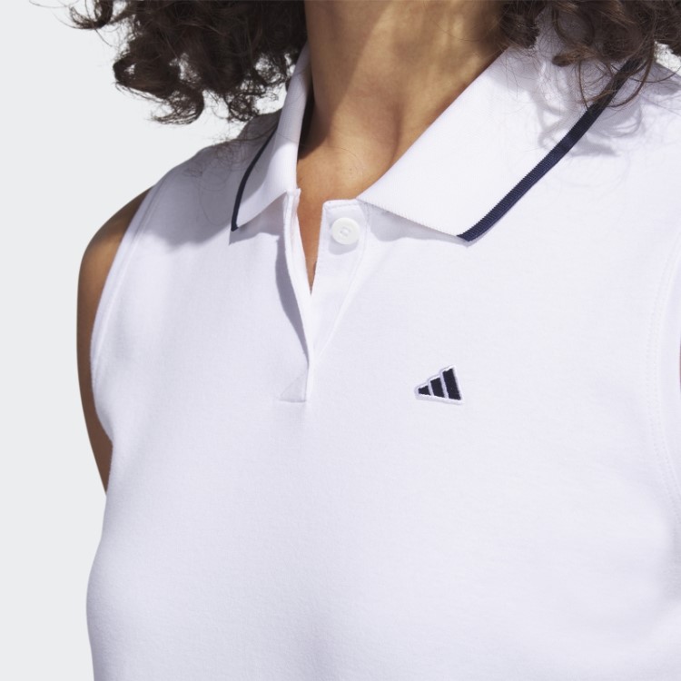 Camisa Polo Branca Adidas Go-to Piqué Sem Mangas