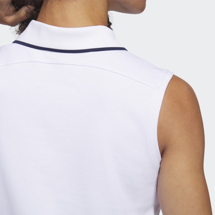 Camisa Polo Branca Adidas Go-to Piqué Sem Mangas
