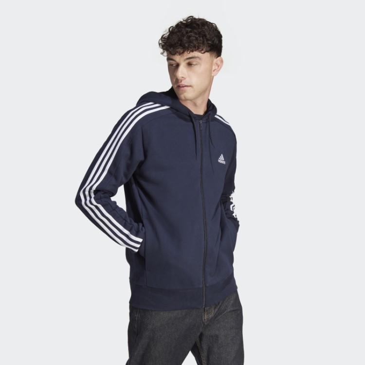 Ink Adidas Essentials French Terry Moletom Com Zíper Nas Três Listras