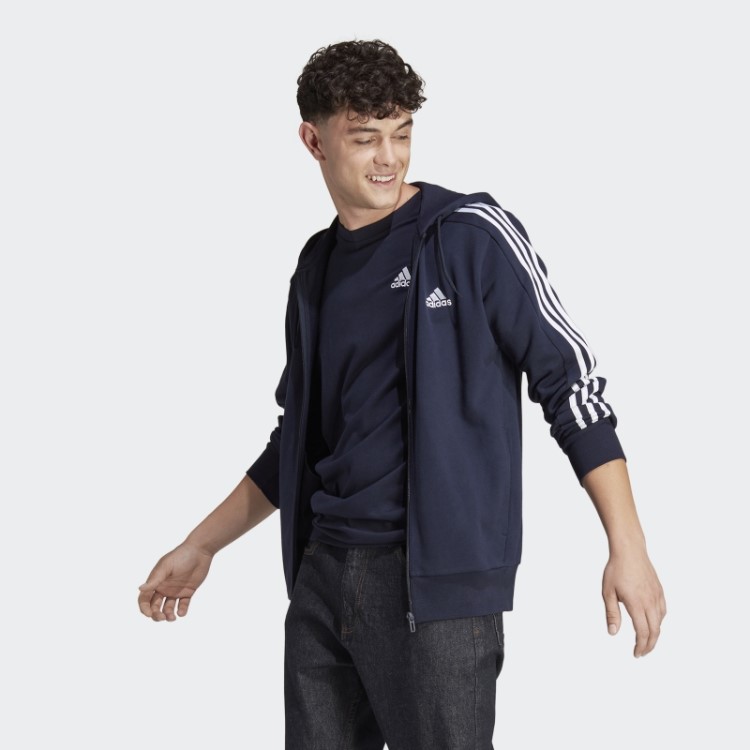 Ink Adidas Essentials French Terry Moletom Com Zíper Nas Três Listras