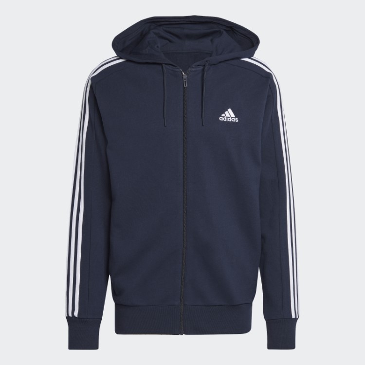 Ink Adidas Essentials French Terry Moletom Com Zíper Nas Três Listras