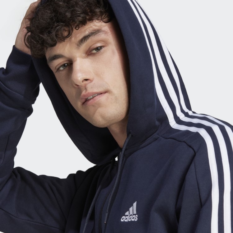 Ink Adidas Essentials French Terry Moletom Com Zíper Nas Três Listras