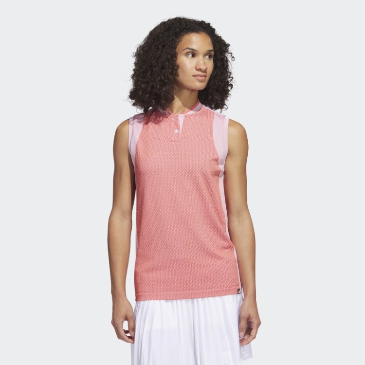 Adidas Ultimate365 Tour Camisa Polo Sem Manga Primeknit Vermelha