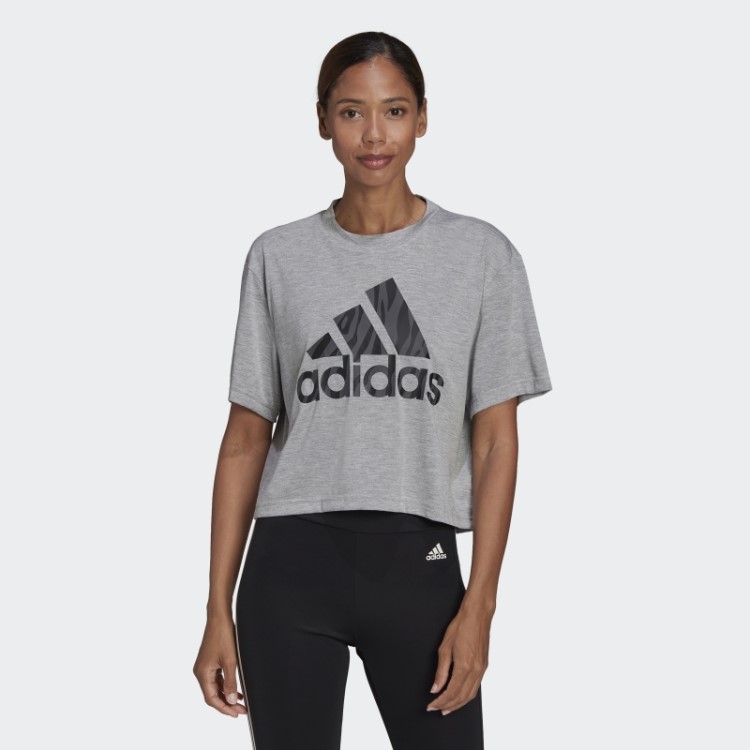 Cinza Médio Aeroready Projetado Para Mover Camiseta Com Estampa De Tigre Adidas