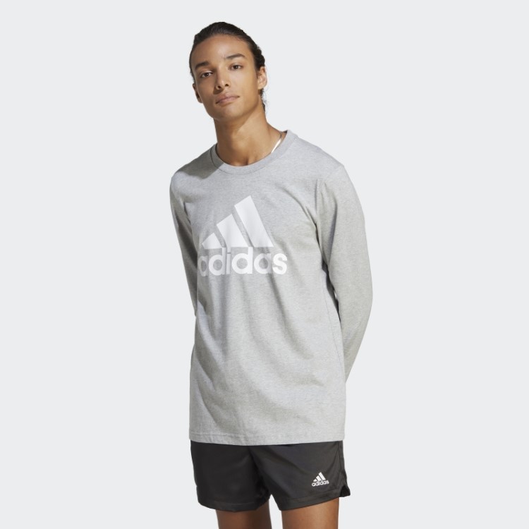 Essentials Camiseta Manga Longa Cinza Médio Adidas