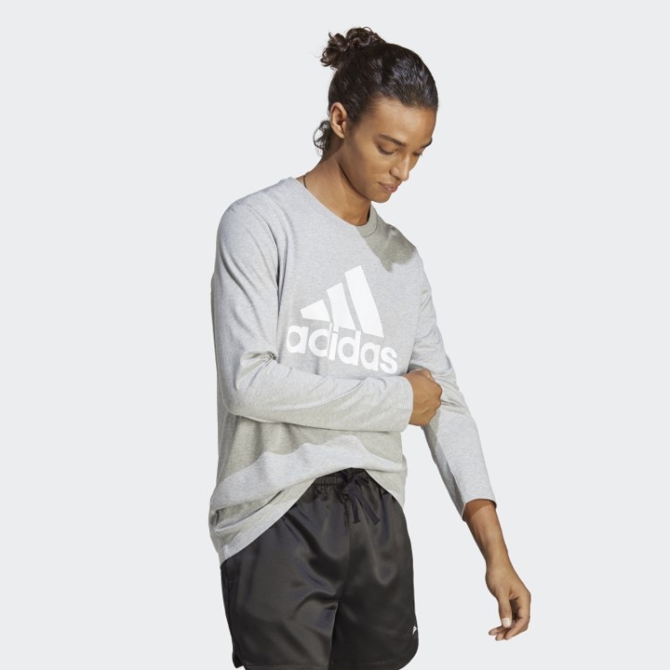 Essentials Camiseta Manga Longa Cinza Médio Adidas