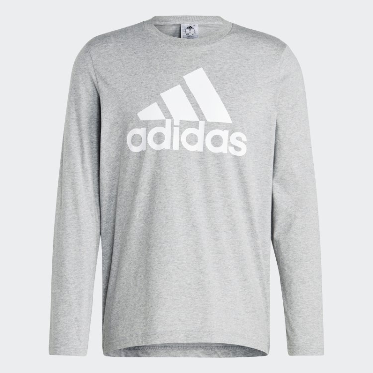 Essentials Camiseta Manga Longa Cinza Médio Adidas