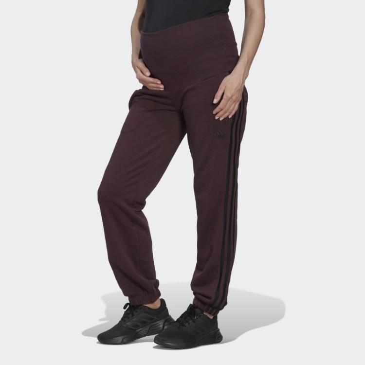 Calça De Algodão Com As Três Listras Adidas Marrom Essencial (maternidade)