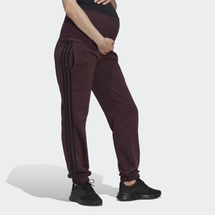Calça De Algodão Com As Três Listras Adidas Marrom Essencial (maternidade)