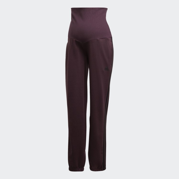 Calça De Algodão Com As Três Listras Adidas Marrom Essencial (maternidade)