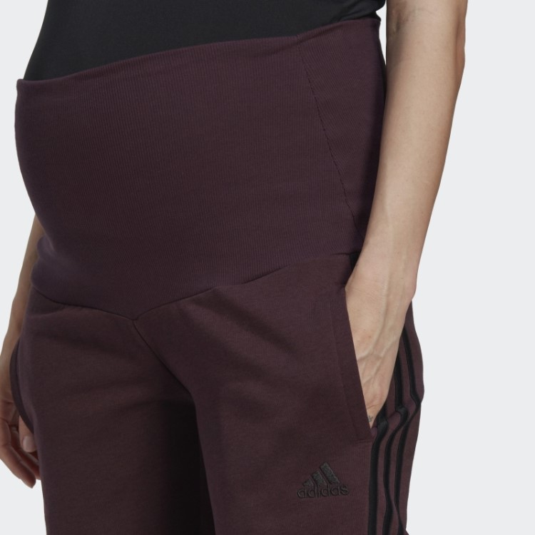 Calça De Algodão Com As Três Listras Adidas Marrom Essencial (maternidade)
