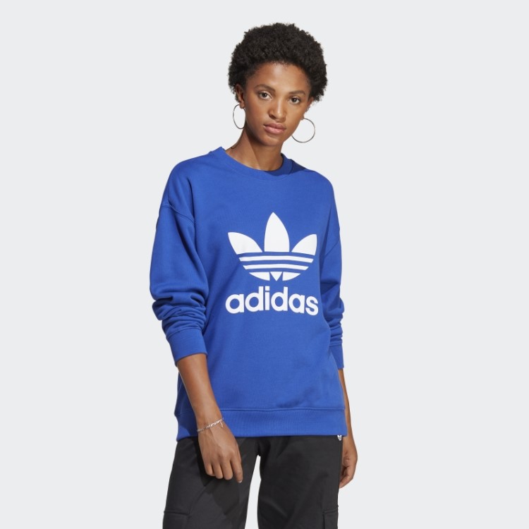 Elegante Moletom Azul Adidas Trefoil Crew