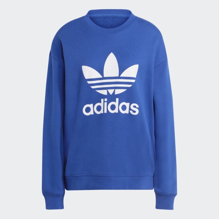 Elegante Moletom Azul Adidas Trefoil Crew