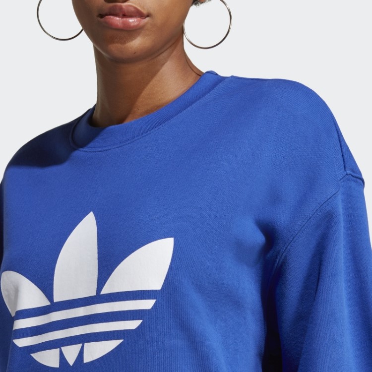 Elegante Moletom Azul Adidas Trefoil Crew