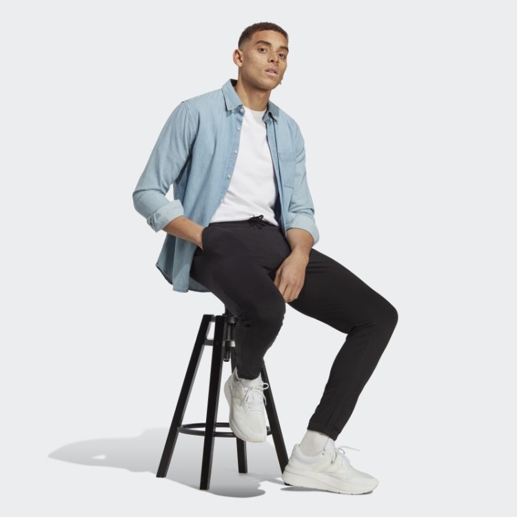 Essentials Joggers De Jérsei Simples Com Punho Elástico Afunilado E Logo Preto Adidas