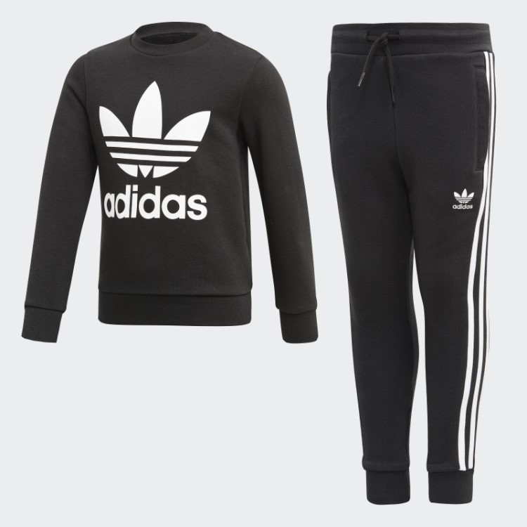 Conjunto De Moletom Da Tripulação Adidas Preto