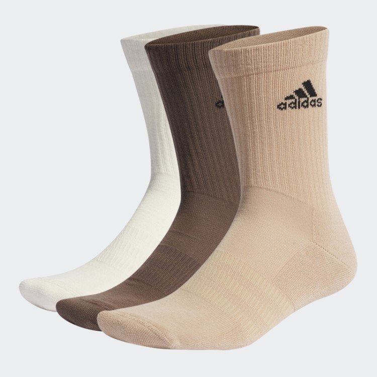 Meias Acolchoadas Adidas 3 Pares Bege